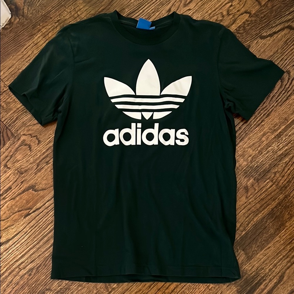 Adidas Dark Green and White Short Sleeve Tee